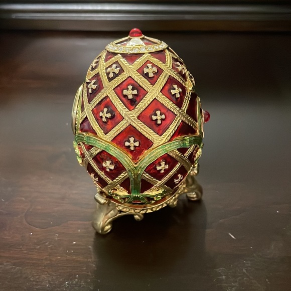 Faberge Egg Clock - Red & Gold - Picture 2 of 5